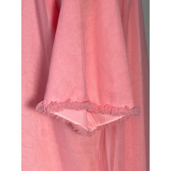 Vintage Nightgown Medium Pink Layered Chiffon Ruffled Trim Bow - Picture 4 of 13